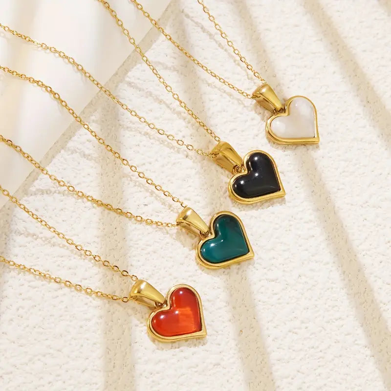 Simple Heart Pendant Necklace, Alloy Multicolor Love Charm for Men and Women