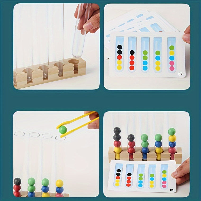 Clip Beads Test Tube Toy, Rainbow Beads Game Color Sorting Toys Counting Matching Game Bead Counting