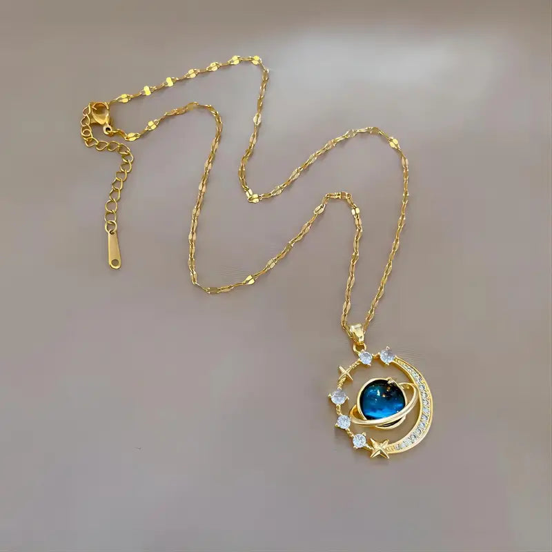 Exquisite Starry Sky Stars Moon Planet Pendant Necklace