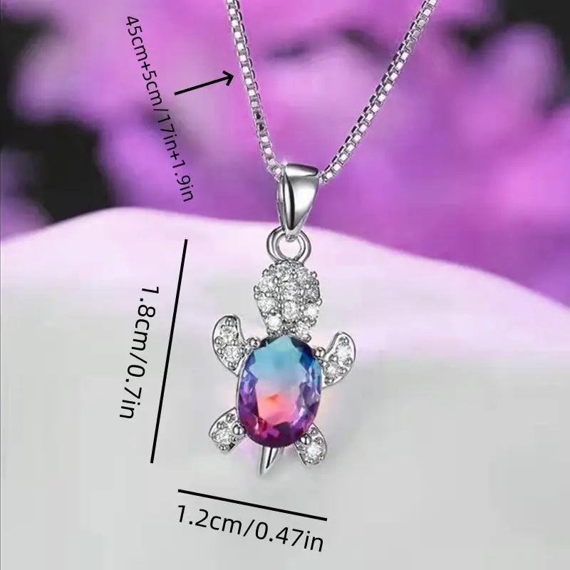 Sweet And Cute Pink Turtle Pendant Necklace, Versatile Accessories