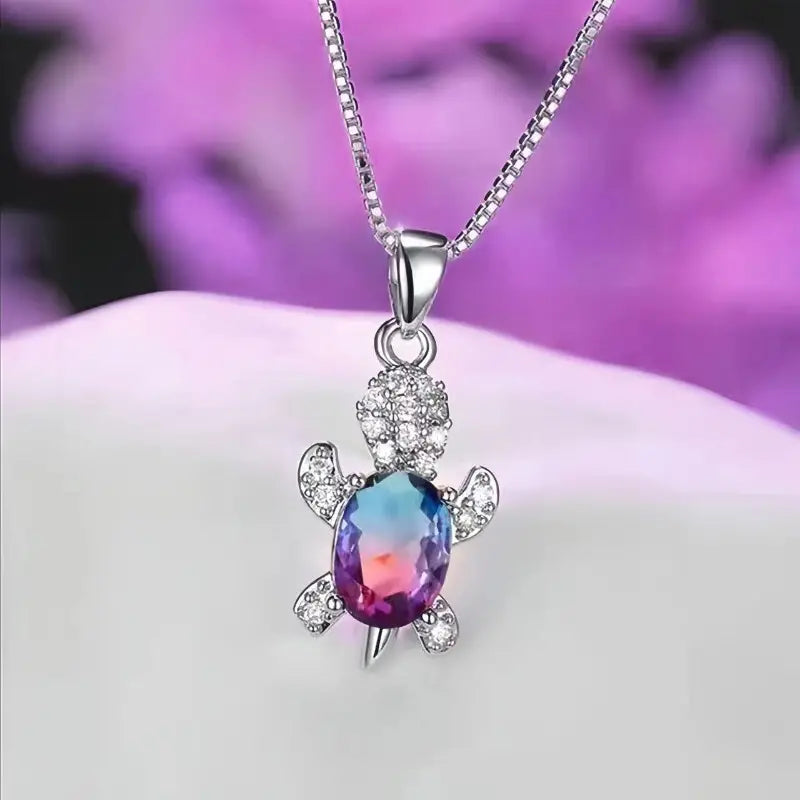 Sweet And Cute Pink Turtle Pendant Necklace, Versatile Accessories