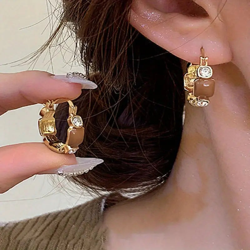 Vintage Luxury Brown Earrings, Simple Earrings, Fashion Elegant Earrings For Women
