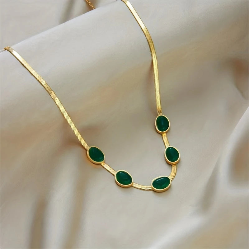 3pcs Luxury Royal Style Jewelry Set Green
