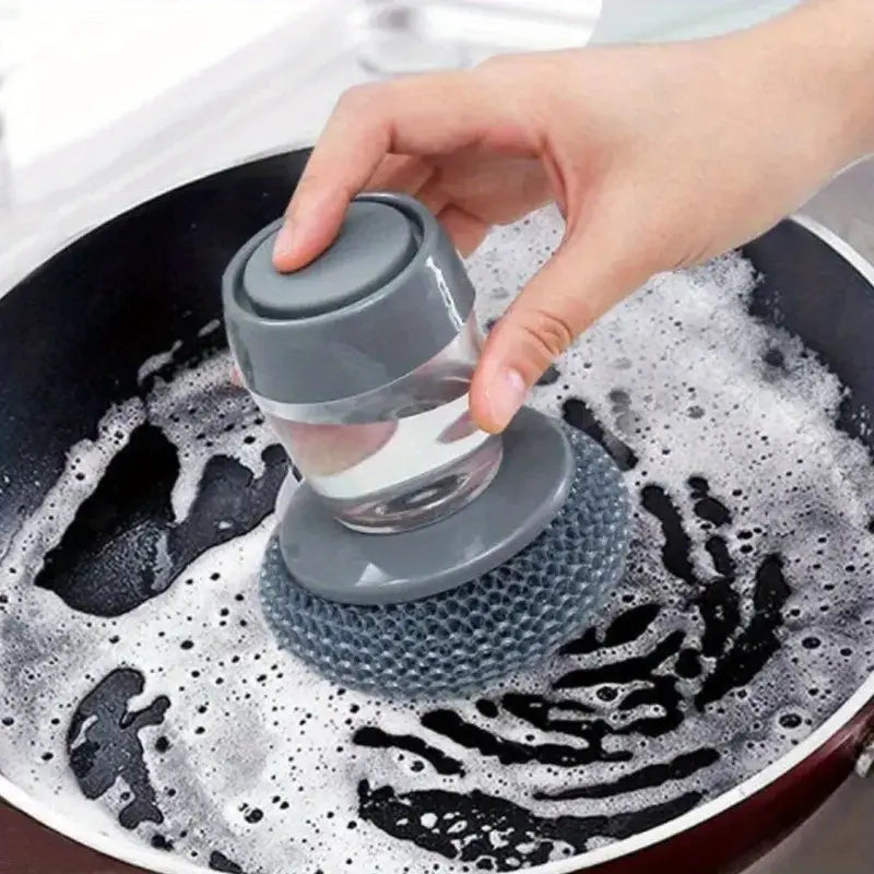 1pc Portable Kitchen Soap Dispensing Dishwashing Tool Brush