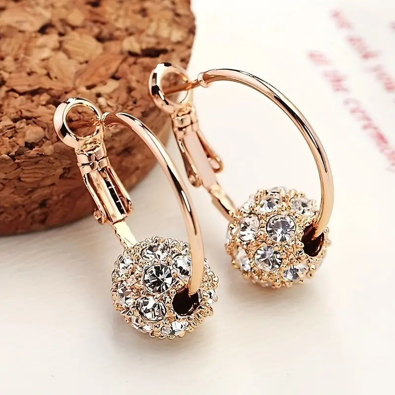 1pair Fashion Exquisite Colorful Cubic Zirconia Decor Spherical Dangle Earring