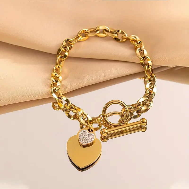 Elegant Vintage-Inspired 18K Gold Plated Titanium Steel Bracelet for Women - Perfect for Casual Attire