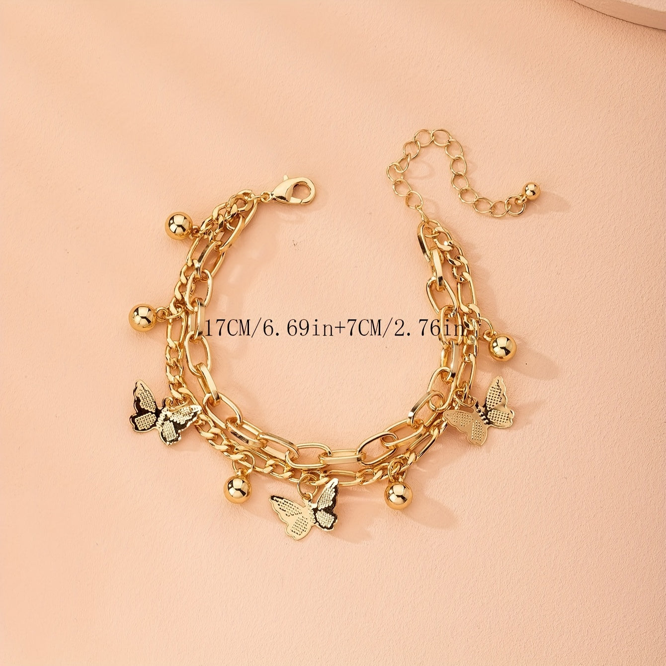 Elegant Style Butterfly Pendant Bracelet Charm 18k Gold Plated Bracelet Chain