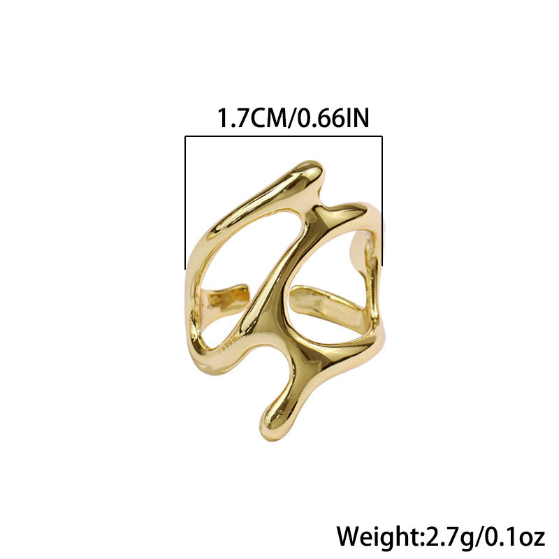 1pc Chic Ring Irregular Geometric Design Golden Or Silvery Make Your Call Suitable For Men And Women Match Daily Outfits