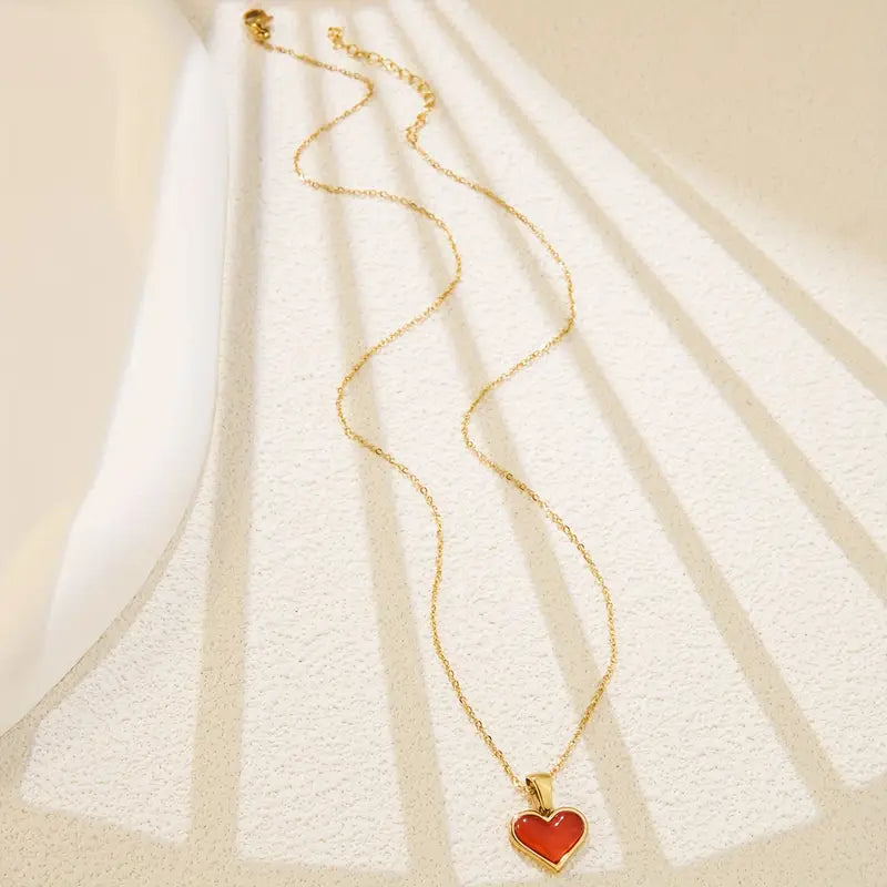 Simple Heart Pendant Necklace, Alloy Multicolor Love Charm for Men and Women