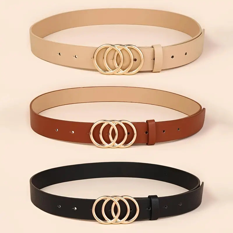 Golden Triple Ring Buckle Belts