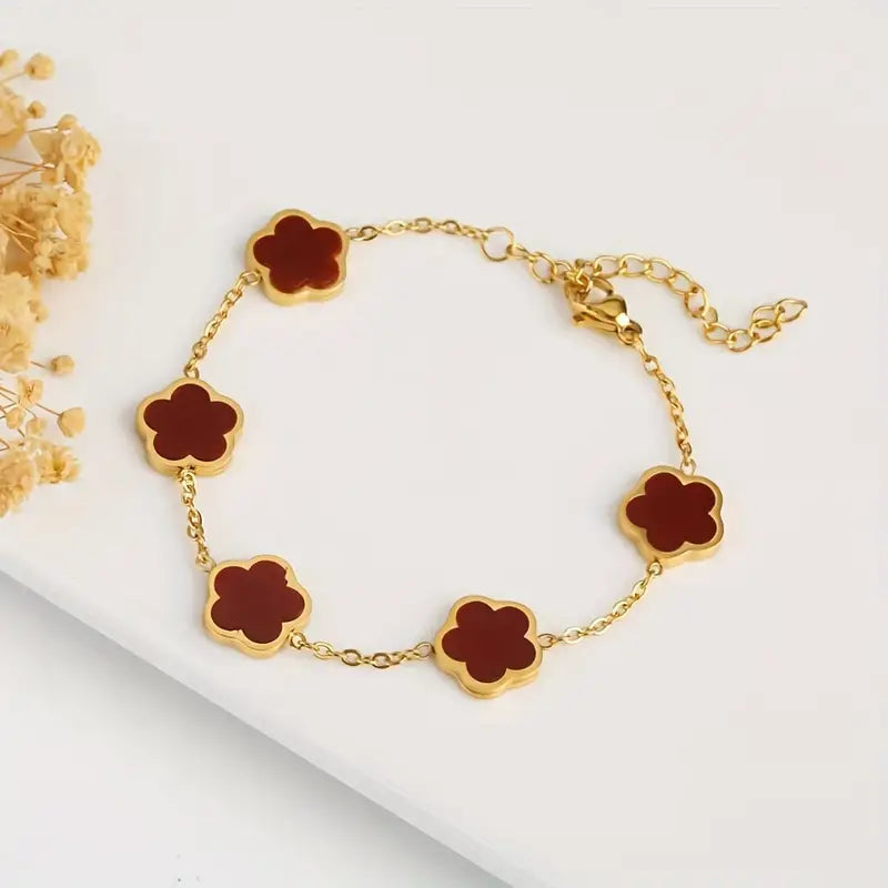 1pc Simple Style Flower Thin Chain Bracelet Elegant