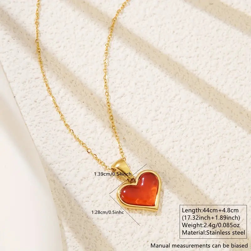 Simple Heart Pendant Necklace, Alloy Multicolor Love Charm for Men and Women