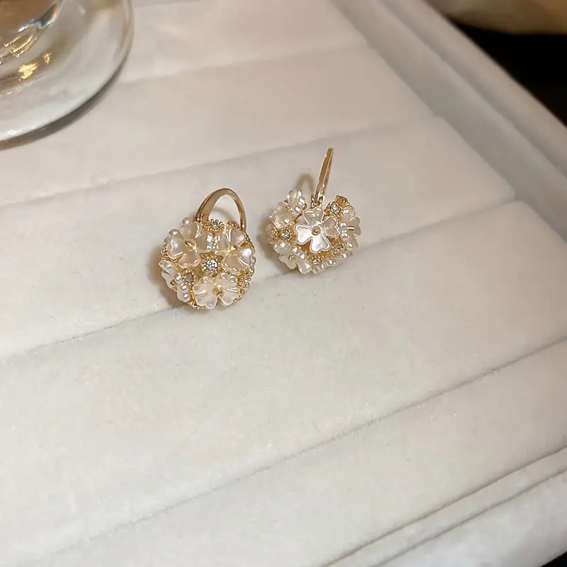 Cute Flower Basket Alloy Earrings, Trendy Party Jewelry, Holiday Birthday Christmas