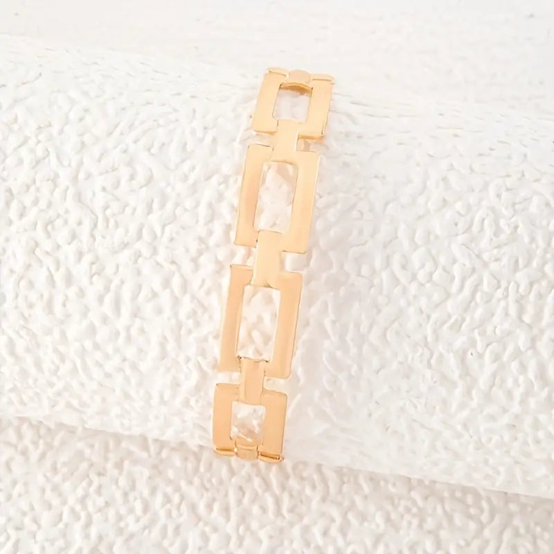 Classic Luxury Hollow Square Chain Open Bangle Bracelet