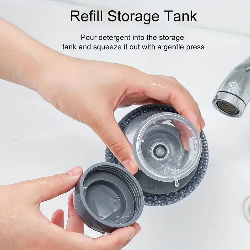 1pc Portable Kitchen Soap Dispensing Dishwashing Tool Brush
