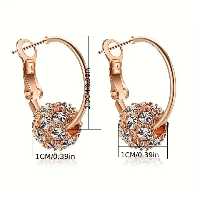 1pair Fashion Exquisite Colorful Cubic Zirconia Decor Spherical Dangle Earring