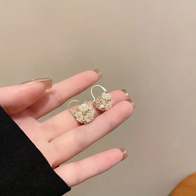 Cute Flower Basket Alloy Earrings, Trendy Party Jewelry, Holiday Birthday Christmas