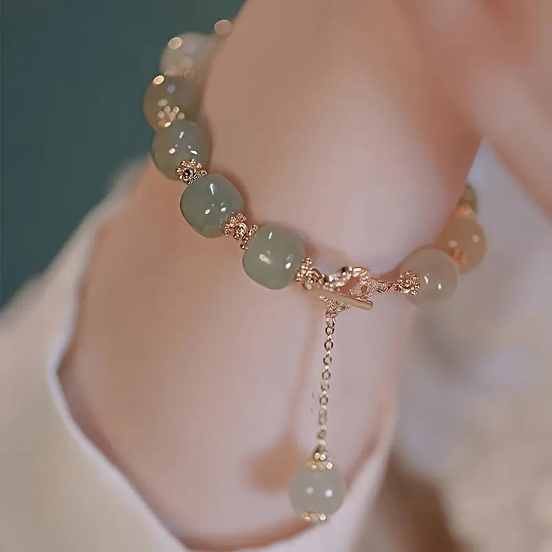 Lover special gift, glass jade bead bracelet elegant jewelry gift couple