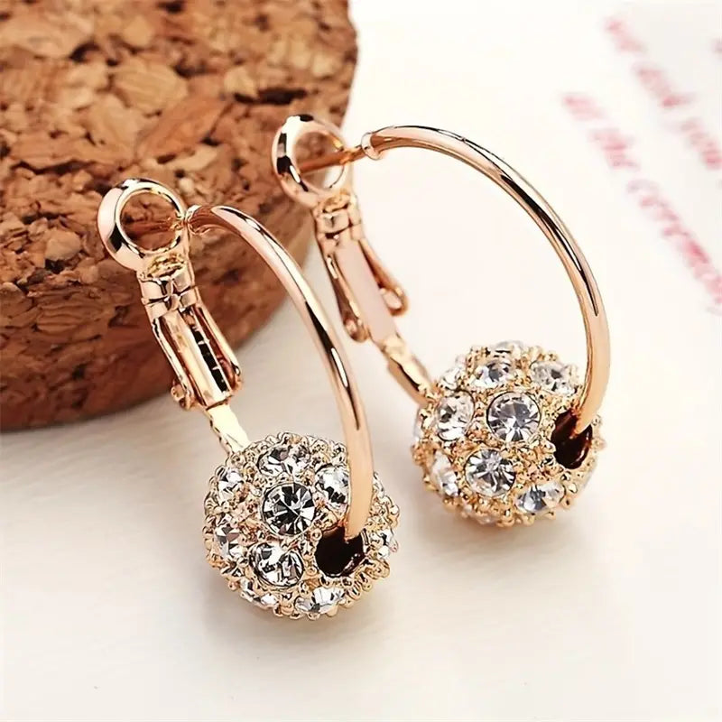 1pair Fashion Exquisite Colorful Cubic Zirconia Decor Spherical Dangle Earring