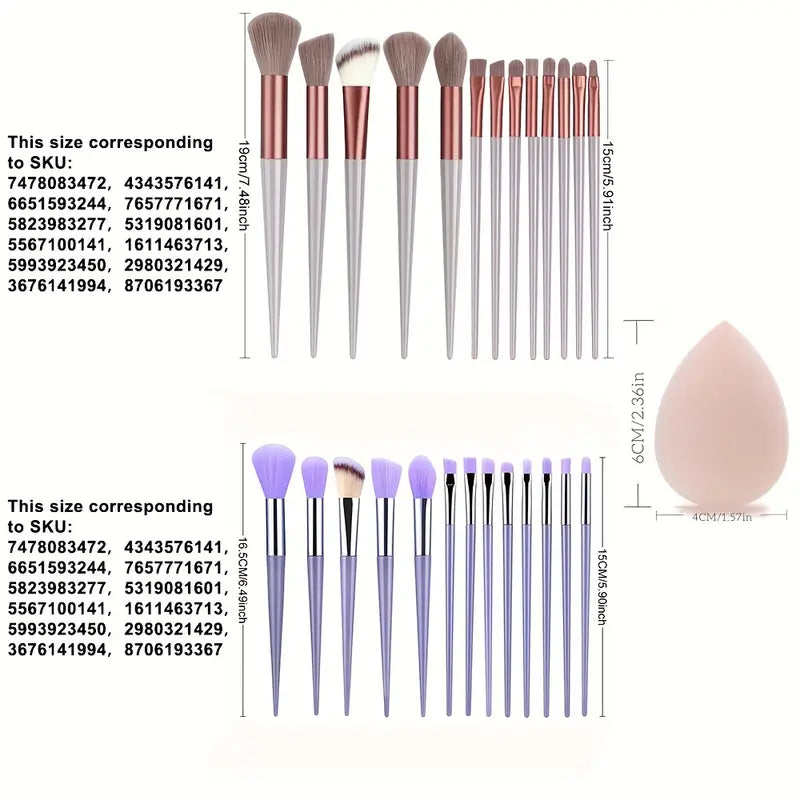 13PCS Soft Fluffy Makeup Brushes Set With Makeup Sponge + Bag