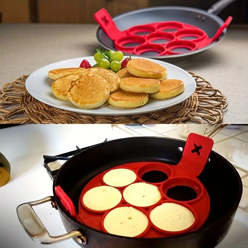 1pc, 7-cavity Silicone Cake Mold For Baking, Omelette, Pancake