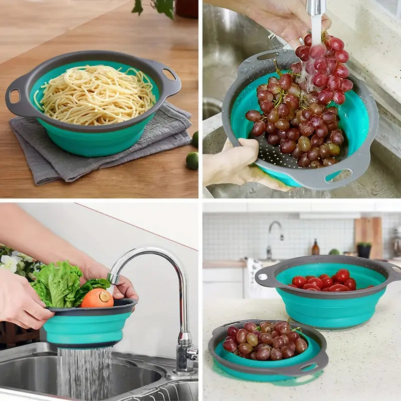 1pcs Collapsible Colander Round,Silicone Kitchen Sink Strainer