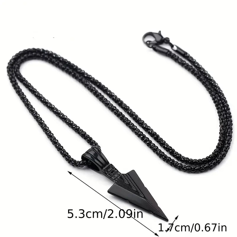 1pc Geometric Triangle Spearhead Pendant Necklace For Men