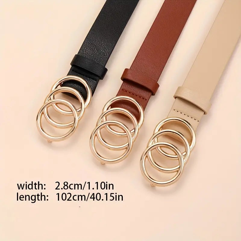 Golden Triple Ring Buckle Belts
