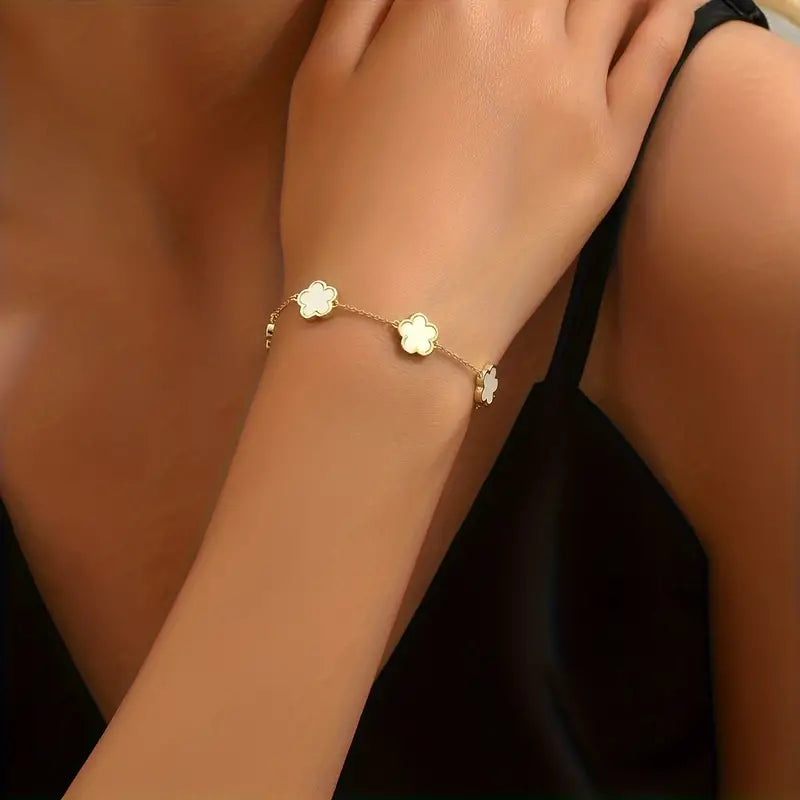 1pc Simple Style Flower Thin Chain Bracelet Elegant
