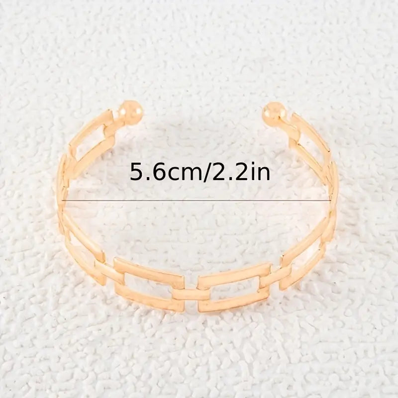Classic Luxury Hollow Square Chain Open Bangle Bracelet