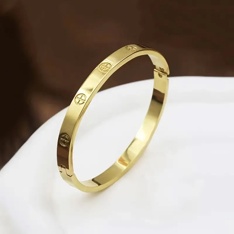1pc/ 2pcs Cross Pattern Stainless Steel Ring Bangle Set For Men And Women