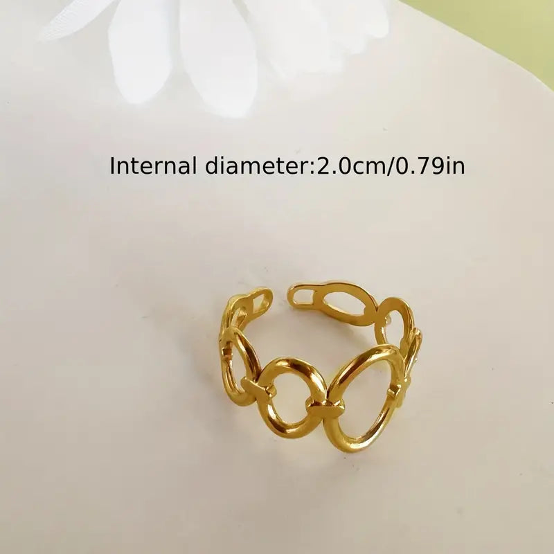 Golden Stainless Steel Ring Men's Opening Adjustable Ring Geometric Simple Titanium Steel Ring