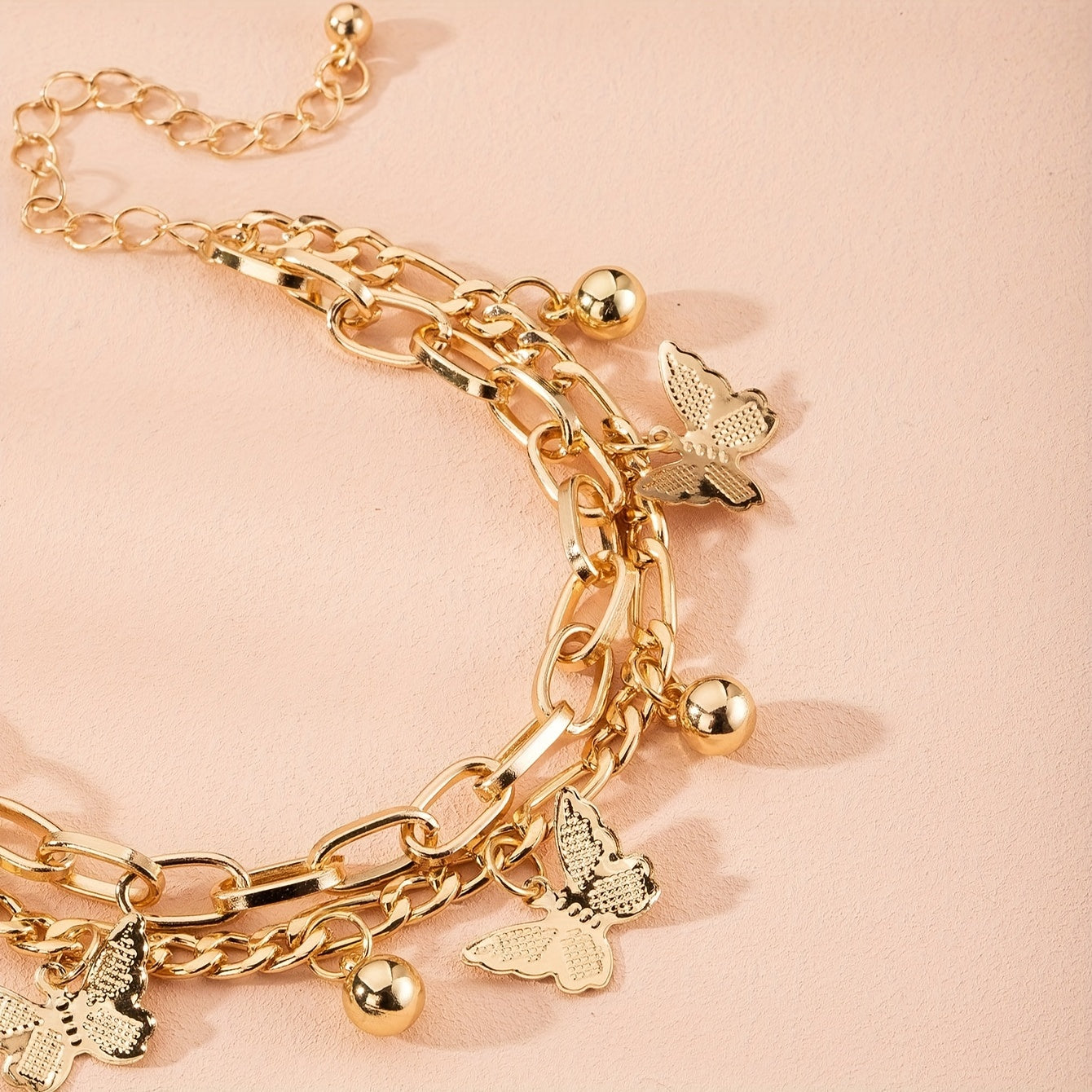 Elegant Style Butterfly Pendant Bracelet Charm 18k Gold Plated Bracelet Chain