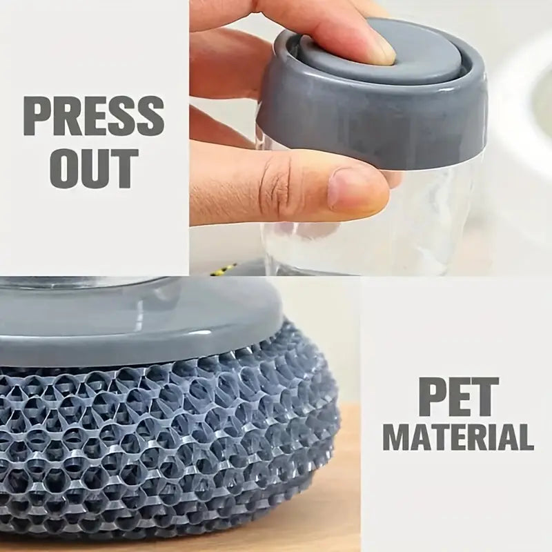 1pc Portable Kitchen Soap Dispensing Dishwashing Tool Brush
