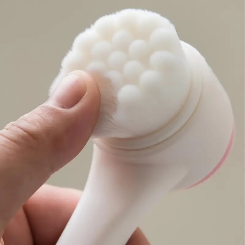 1pc 3D Double-sided Face Wash Brush Soft Bristles & Silicone Face Cleansing Brush