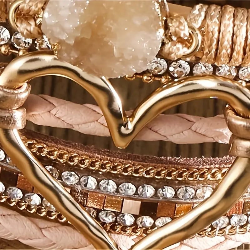 1 Pc Multi-layer Heart Magnetic Buckle Bracelet With Magnetic Buckle