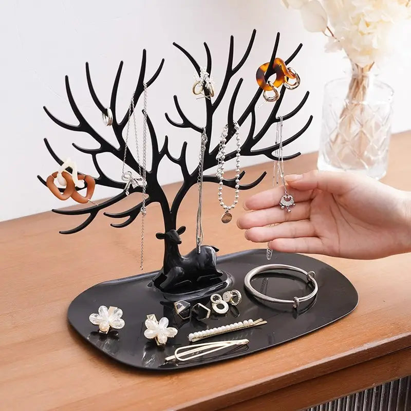 1pc Plastic Jewelry Display Rack, Deer Horn Tree Design For Necklaces, Earring