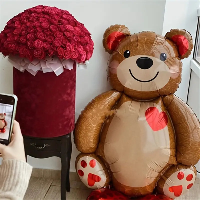 1pc, Cartoon Love Bear Foil Balloon, Valentine's Day Decor