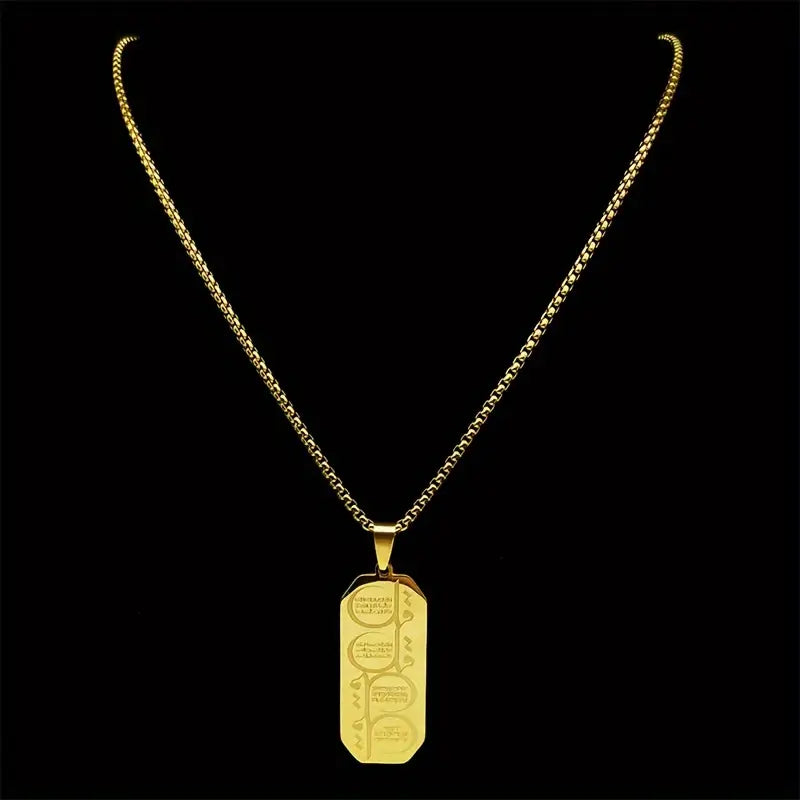 Fashion Stainless Steel Islamic Quran Arabic Calligraphy Pendant Necklace