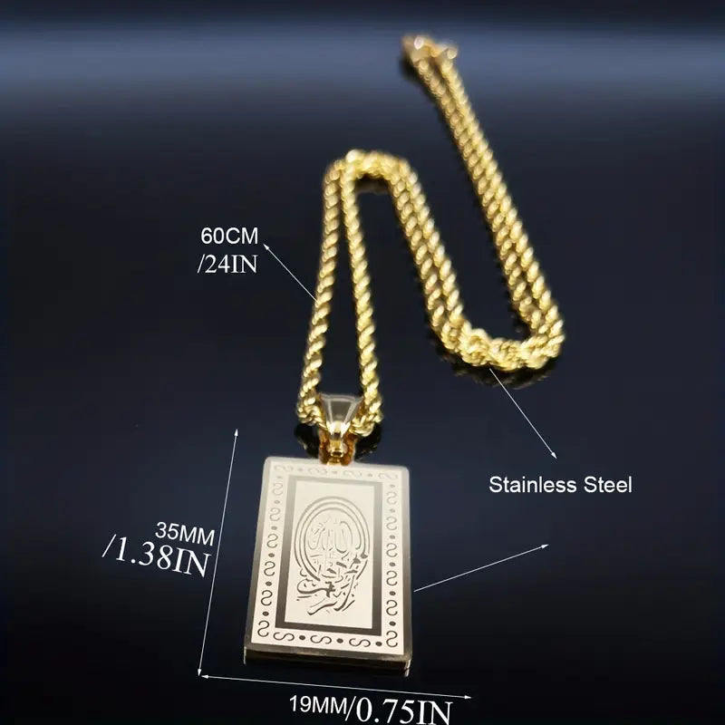 Allah Stainless Steel Personality Pendant Necklace Men/Women Golden Chain