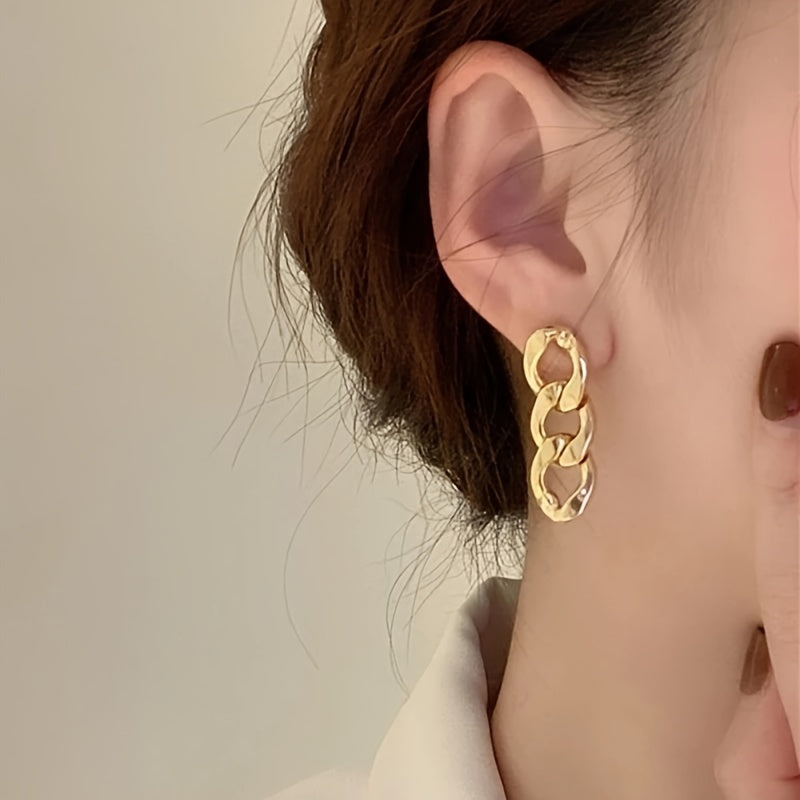 Chunky Chain Drop Earrings 18K Plated Alloy Dangle Earrings For Women & Girls