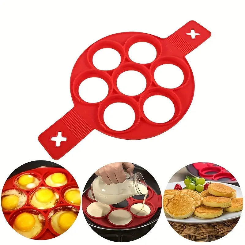 1pc, 7-cavity Silicone Cake Mold For Baking, Omelette, Pancake