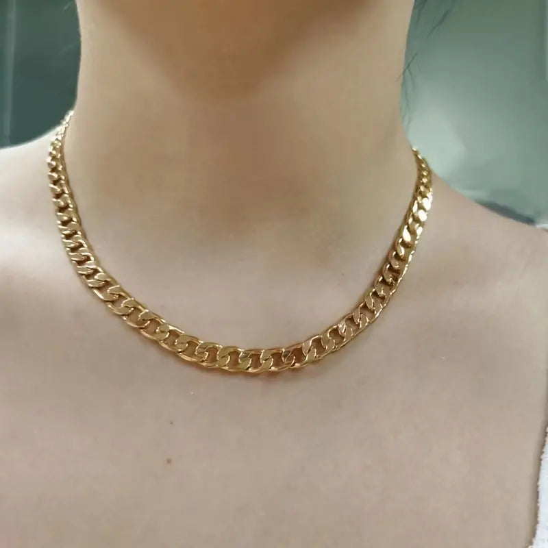 16 Inch Hip Hop Style Stainless Steel Link Chain Necklace Luxury Neck Jewelry Decoration Daily Wear
