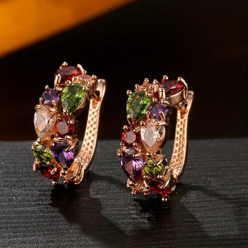 Elegant Leverback Earrings Paved Shining Zirconia