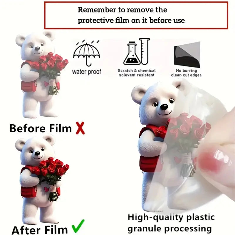 1pc, Valentine's Day Two-dimensional Flat Acrylic Cute Bear Pendant Backpack Pendant