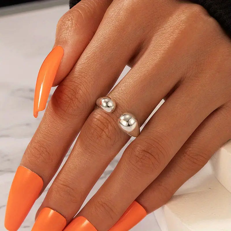Fashion Chunky Ring Adjustable Cuff Silvery Make