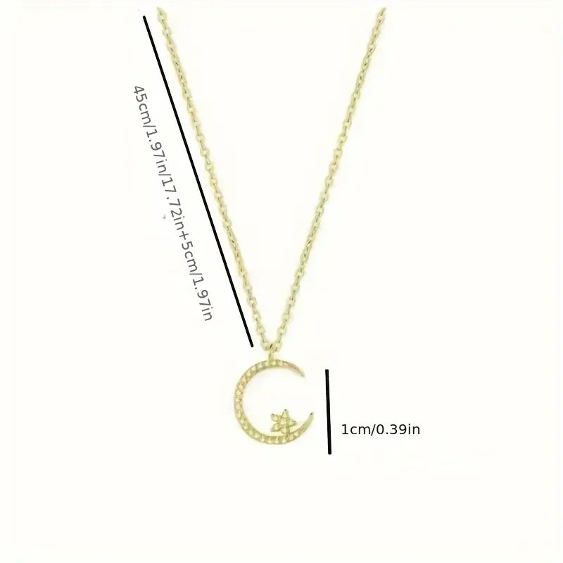 Star Moon Super Sparkle Exquisite Dainty zirconia Ramadan Pendant Necklace