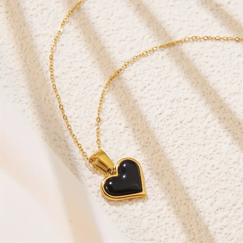 Simple Heart Pendant Necklace, Alloy Multicolor Love Charm for Men and Women
