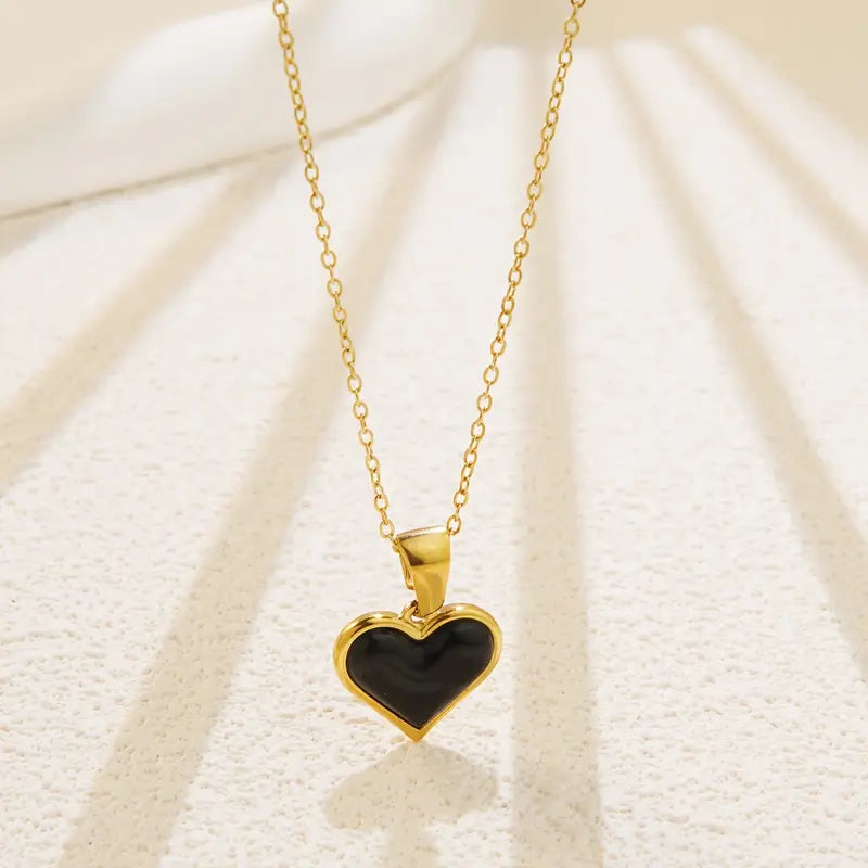 Simple Heart Pendant Necklace, Alloy Multicolor Love Charm for Men and Women