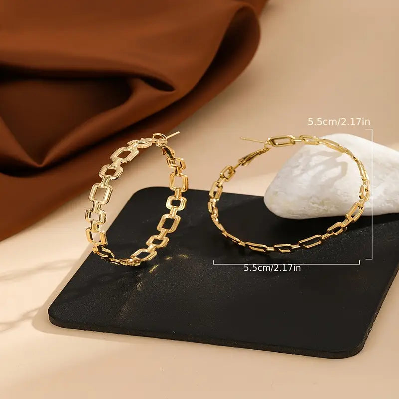 1 Pair Bohemian Style Elegant Hollow Circle Chain Earrings, Fashionable Versatile
